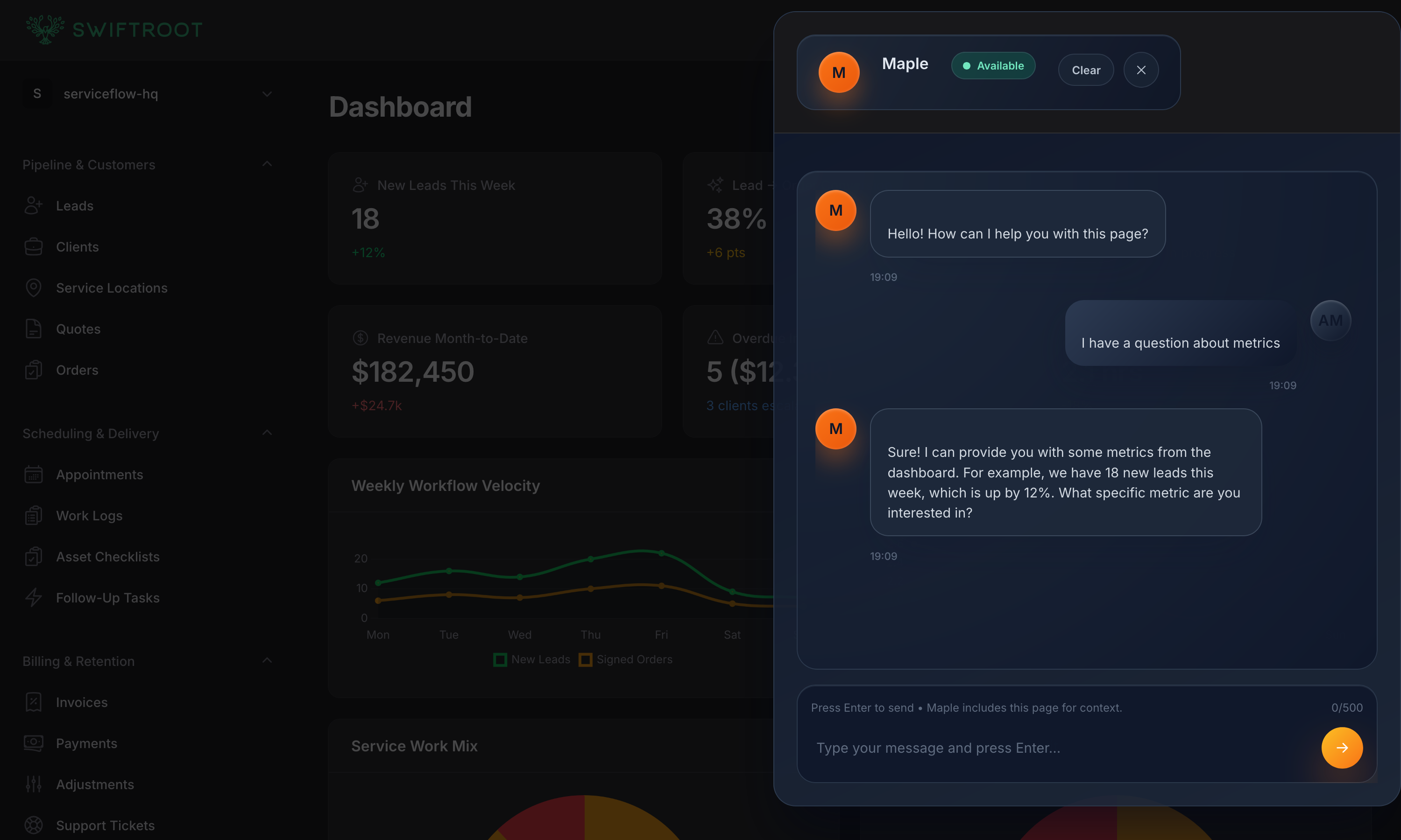 Maple chat context screenshot